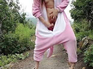 Risky Public Dildo Fuck In A Furry Onsie    freckledRED