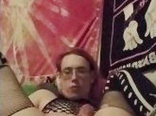 Gothic trans gf fucks her tight hole with toys