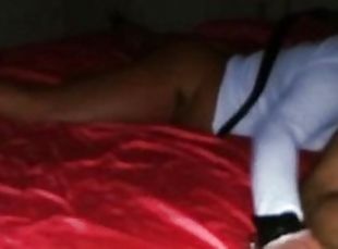 Cheating Slut wife tied to bed with dick in her mouth
