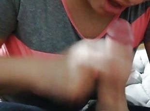 He begs me to let him suck me and swallow all the cum