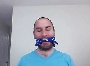 Selfgagged with Twenty Bandanas