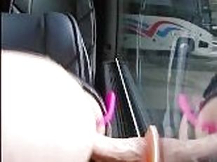 asien, öffentliche, anal-sex, spielzeug, homosexuell, bus, dildo, latex, allein, koreaner