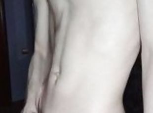 teen boy masturbating his dick after shower
