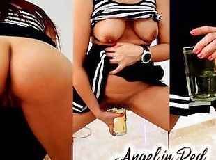 Cute Girl with a perfect Ass Pees in a glass and Fills it to the Brim