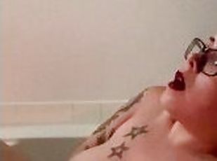 BBW stepmom MILF plays with toy in the tub your POV