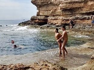 Nudist, In afara, Public, Amatori, Cuplu, Plaja, Futai