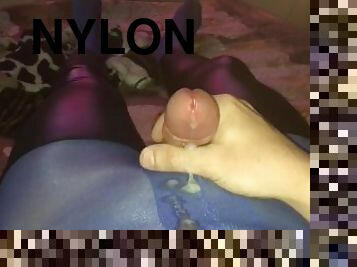 collant-di-nylon, gay, seghe, solitari, lavoro-di-piedi, nylon