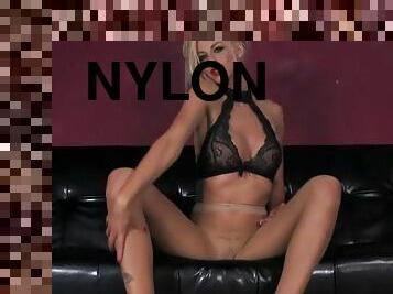 masturbation, salope, fétiche, solo, en-nylon