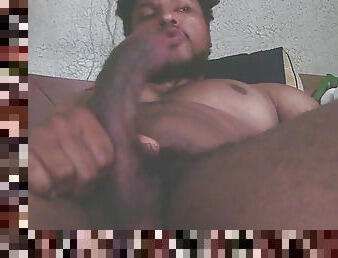 Jerking my black dick again