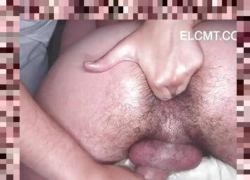 Hairy hunk fingered during massage