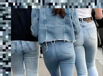 Cute girl with Tight Jean on street