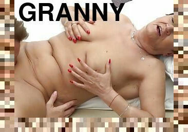 Granny sucks dick outside