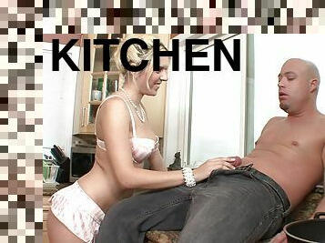 Sexy Lewd Blonde Fucked In Kitchen