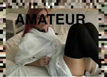 Petite redhead teen made a big cock cum. Found her on meetxx. com.