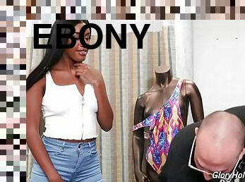 Beautiful ebony gloryhole suck and fuck with white strangers