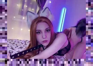 Horny anime girl seduced me with her kitty tail and ears