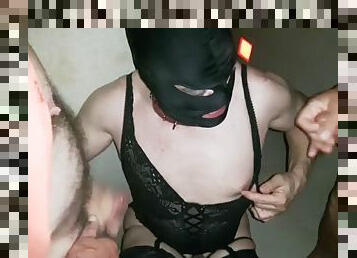 French slut crossdresser in a club