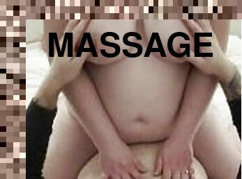 Sensual tummy rub leads to breast massage