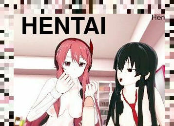 asiático, traseiros, teta-grande, lésbicas, penetração-de-braço, a-três, anime, hentai