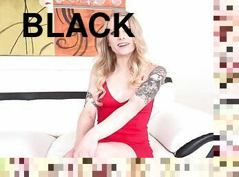 Inked young blonde paris white dresses up to fuck black cock
