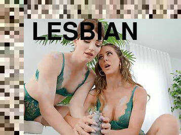 Lustful babes lesbian jaw-dropping porn story