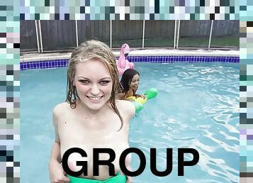 párty, pička, teenagerské, hardcore, skupinový-sex, suka, bazén, kráska
