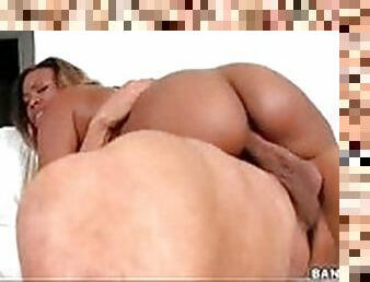 Black chick with a huge ass riding his fat cock