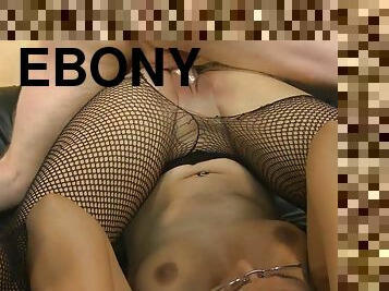 Ebony slut in stockings gets groomed