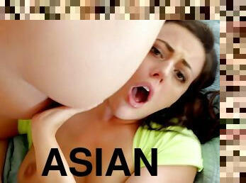 asiatique, gros-nichons, babes, fellation, ados, trio, sucer