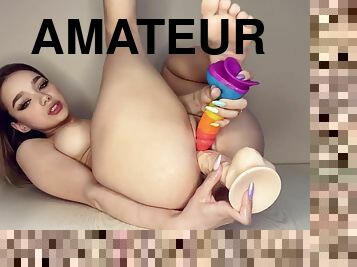 amador, adolescente, brinquedo, caseiro, louca, duplo, webcam, belíssimo, penetração