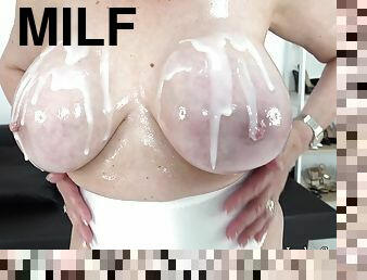 gros-nichons, énorme, mature, milf, gros-seins, seins, solo