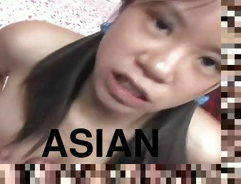 asiatique, amateur, ados, point-de-vue, natte, jeune-18, sucer