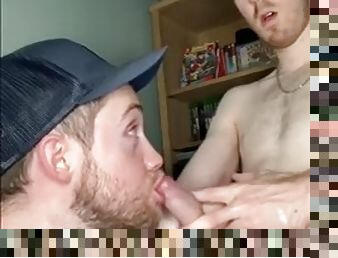 Younger brother cums in friends mouth