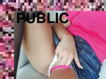 Hot girl in public billard show her pussy with Lush Lovense