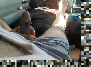 Cock Teasing Inside Truck On Side Road