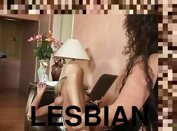 Pussy licking and toy sharing lesbian action with busty lesbos