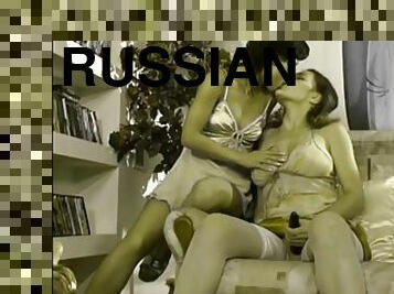russe, gode-ceinture, lesbienne, lingerie, gode, fétiche, en-nylon