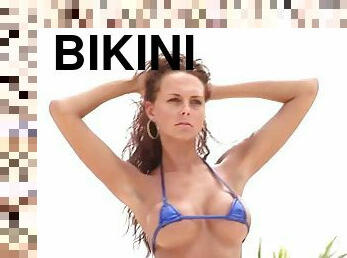 allein, bikini, neckend