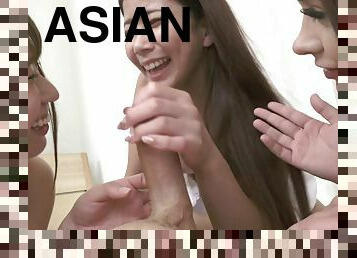 asiatisk, hembiträde, cumshot, hardcore, japansk, gruppsex, galen, busig