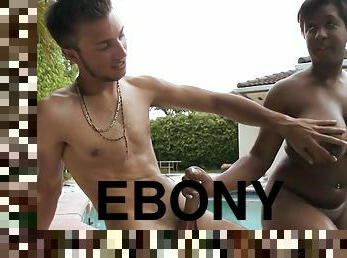 Ebony busty babe Anna Halo outdoor sex