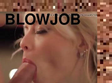 Serious blowjob from erotic blonde