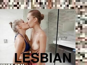 orgasmo, lésbicas, beijando