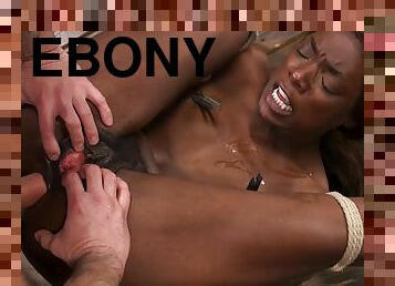 Stunning ebony slave brutal anal hardcore nailed