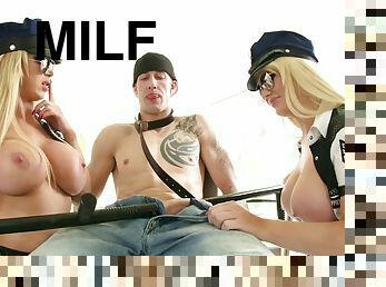 Nikki Benz police uniform MILFs threesome