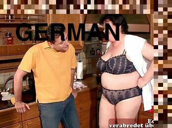 kövér, feleség, amatőr, asszonyok, anyuci, német, nagytestű, duci, konyhában, háziasszony