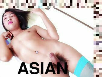 Damn gorgeous asian ts ashi in hot solo masturbation