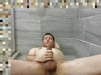 banhos, mijando, amador, pénis-grande, sozinho, pénis