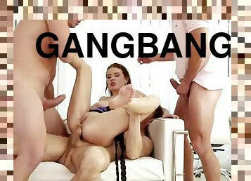 babe, junge, schwer, gangbang