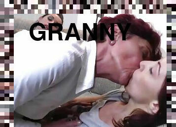 granny, milf, ados, rousse, baisers