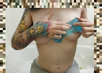 baignade, masturbation, amateur, anime, solo, tatouage